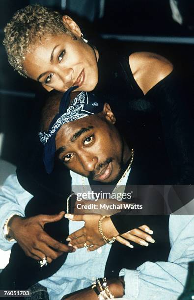 American actress Jada Pinkett Smith with American rapper Tupac Shakur, 1996.