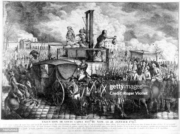 Engraving of the Execution of Louis XVI , king of France, in Paris on January 21, 1793 Paris, France.