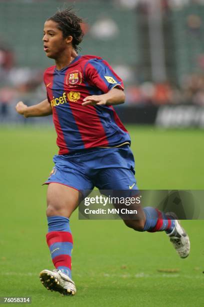 Giovanni dos Santos of Barcelona in action during the friendly match between a Mission Hill Invitation XI and Barcelona at Hong Kong Stadium on...