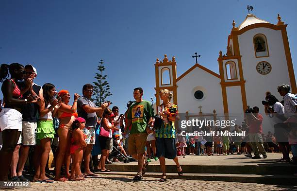 Kate and Gerry McCann leave church after attending a special service of prayers for their missing daughter August 11, 2007 in Praia da Luz, Portugal....