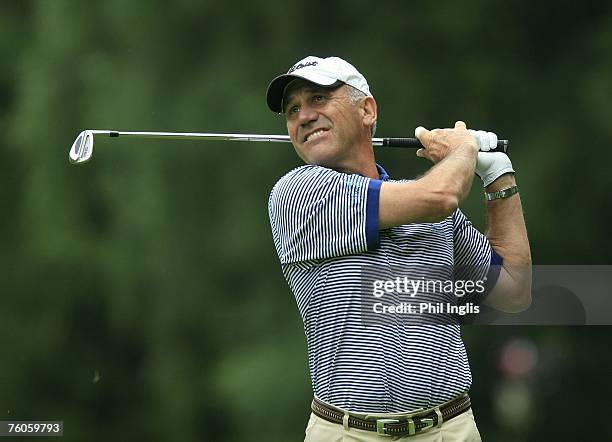 Bill Longmuir of Scotland in action during the second round of the Bad Ragaz PGA Seniors Open played at Bad Ragaz GC on August 11, 2007 in Bad Ragaz,...