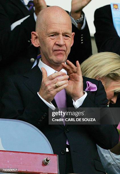 West Ham's new chairman, Eggert Magnusson, applauds before a Premiership match between West Ham and Manchester City at home to West Ham at Upton Park...