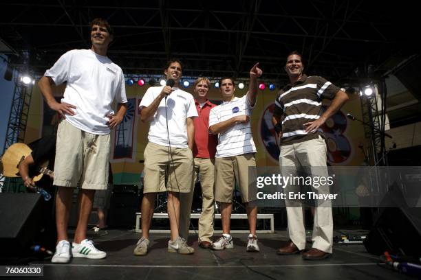 Brothers Josh, Craig, Ben, Matt and Tagg Romney, sons of Republican presidential candidate former Massachusetts Governor Mitt Romney ,at the Iowa...