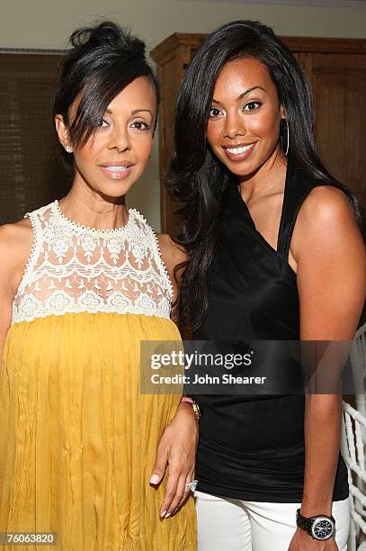 Brandi Garnett and Lisa Jam attend the dinner for Luxery Skincare Company Natura Bissa at a private residence on August 11, 2007 in Malibu,...