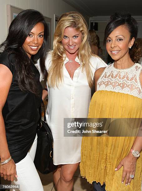 Lisa Jam, Lara Shriftman, and Brandi Garnett attend the dinner for Luxery Skincare Company Natura Bissa at a private residence on August 11, 2007 in...