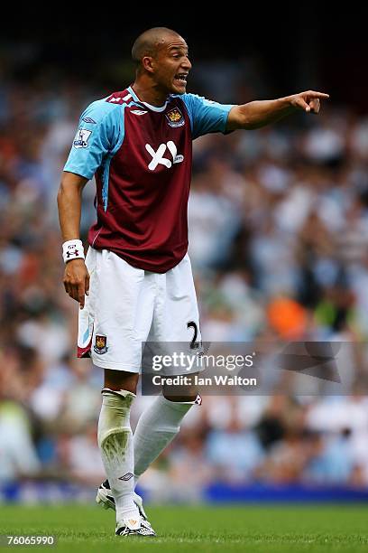 Bobby Zamora of West Ham in action during the Barclays Premiership match between West Ham United and Manchester City at Upton Park on August 11, 2007...