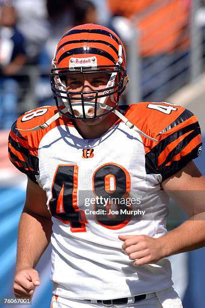 Bengals Brad St. Louis takes the field. The Cincinnati Bengals beat the Tennessee Titans 31-23 on October 15, 2005.