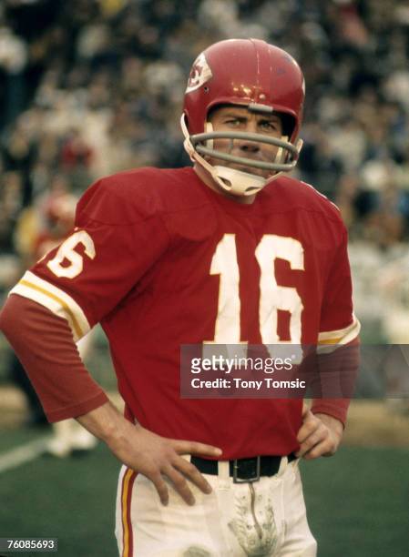 Kansas City Chiefs Hall of Fame quarterback Len Dawson during Super Bowl IV, a 23-7 victory over the Minnesota Vikings on January 11 at Tulane...
