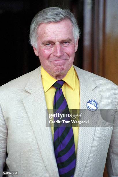 Charlton Heston attends the Wimbledon Tennis Championships Mens Final at the All England Club on July 3, 1994 in London.