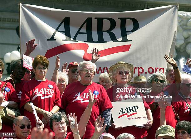 More than 1,000 AARP members rally on the front steps of the State Capitol seeking the expansion of the PACE drug prescription program April 16, 2002...