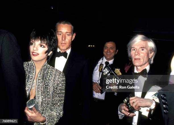 Liza Minnelli, Halston, Ron Galella, and Andy Warhol