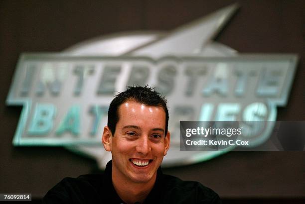 Kyle Busch announces he will join Joe Gibbs Racing during a press conference on August 14, 2007 in Huntersville, NC.