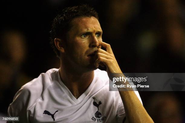 Robbie Keane of Tottenham looks on during the Barclays Premiership match between Tottenham Hotspur and Everton at White Hart Lane on August 14, 2007...