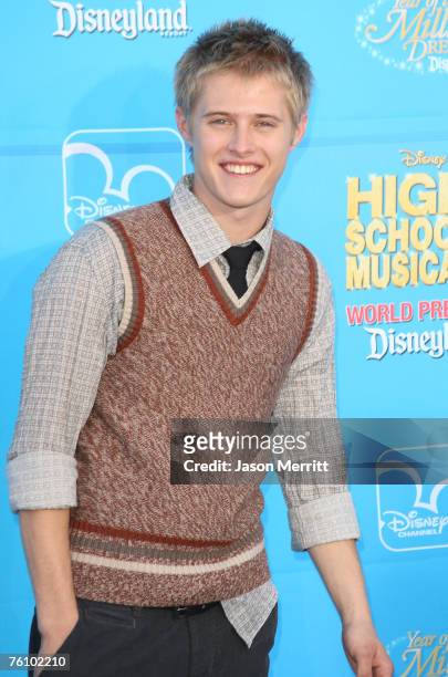 Actor Lucas Grabeel arrives at the premiere of "High School Musical 2" at the Downtown Disney District at Disneyland Resort on August 14, 2007 in...