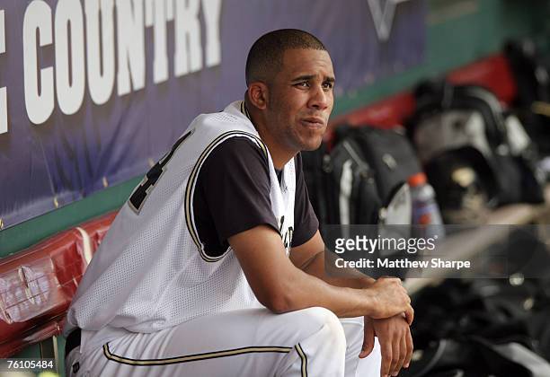 Vanderbilt pitcher David Price sits in the dugout before the final inning in his complete game victory over Mississippi State in the SEC Baseball...