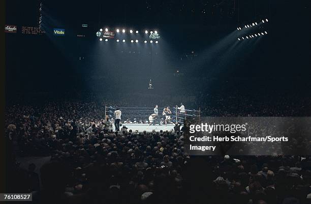 Muhammad Ali defeats Joe Frazier in Madison Square Garden on January 28, 1974 in New York, New York.