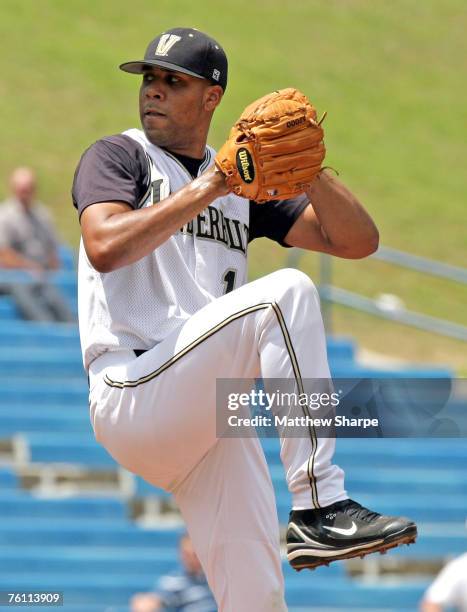 Vaderbilt ace David Price pitches against Mississippi State in the SEC Baseball Tournament at Regions Park in Hoover, Alabama on May 24, 2007.