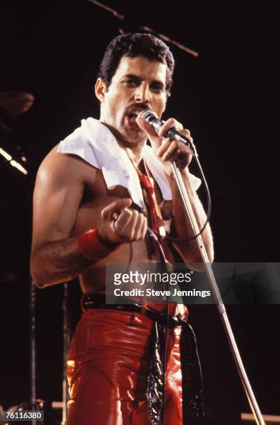 Freddie Mercury of Queen on "Jazz Tour 1980"