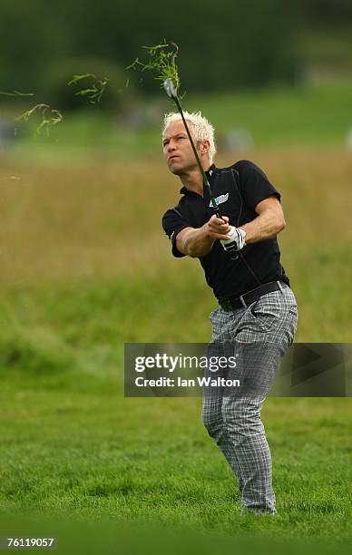 Per-Ulrik Johansson of Sweden in action on the 9th hole during the 1st round of the Scandinavian Masters 2007 at the Arlandastad Golf Club on August...