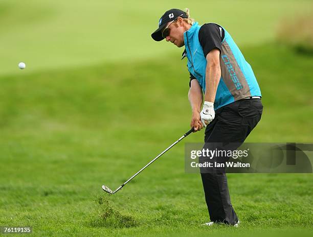 Mikko Ilonen of Finland in action on the 9th hole during the 1st round of the Scandinavian Masters 2007 at the Arlandastad Golf Club on August 16,...