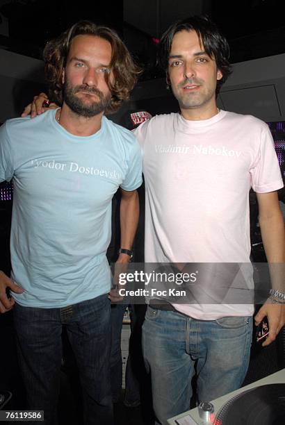 Frederic Beigbeder and DJ Yan Ceh attend The Gallery Enrico Navarra St. Tropez 2007 " Made By Indians " Art Clubbing Party August 9, 2007 at the VIP...