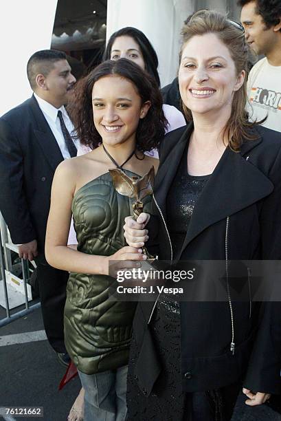 Keisha Castle-Hughes and Niki Caro winners of Best Foreign Film for "Whale Rider"