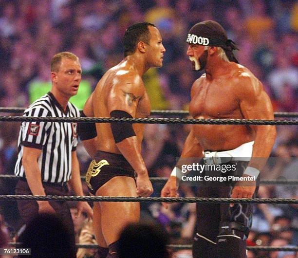 Hollywood Hulk Hogan and The Rock at Wrestlemania X8