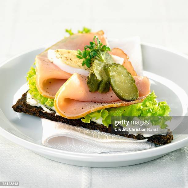 wholemeal roll with ham - filleted stock pictures, royalty-free photos & images