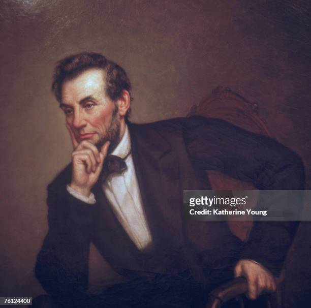 Portrait of American President Abraham Lincoln , Washington, DC, 1969. The portriat was one of three painted by Healy .