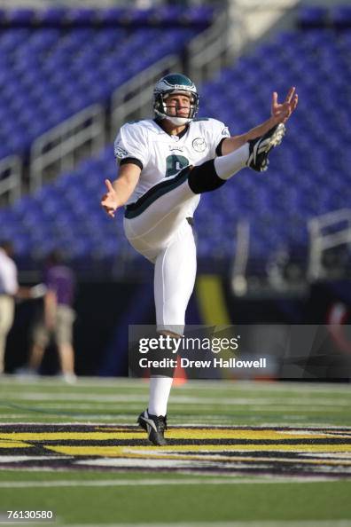 Punter Saverio Rocca of the Philadelphia Eagles kicks the ball before ...