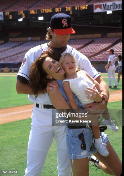 Former Anaheim Angels pitcher Chuck Finley with Tawny Kitaen and their daughter Winter in a 1992 file photo. The actress, wife of former Anaheim...