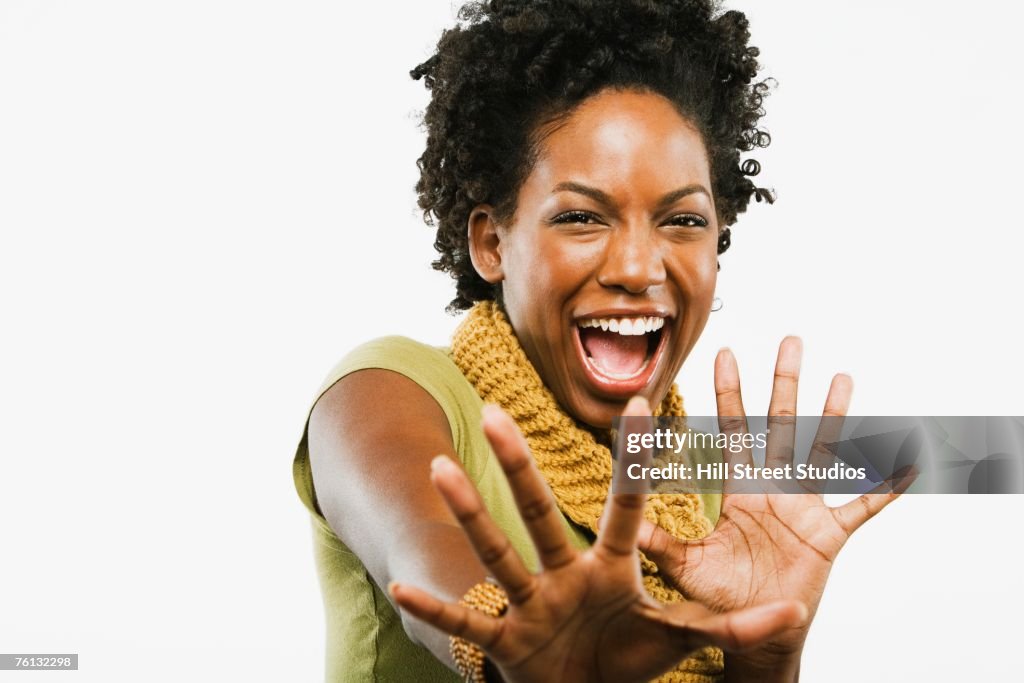 African American woman with hands out in front