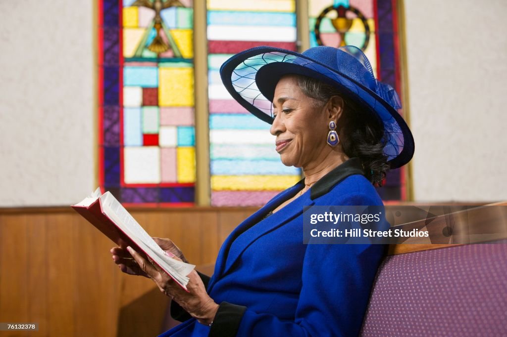 Senior African American woman in church