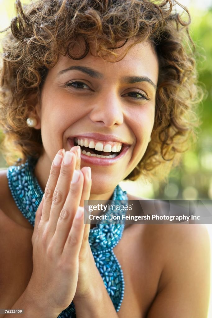 South American woman laughing