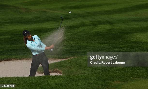 Michelle Wie of the U.S. Makes a shot out of the bunker on the third hole during the first round of the LPGA CN Canadian Women's Open 2007 at the...