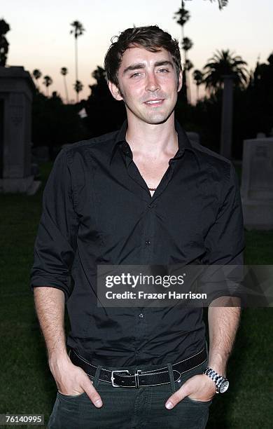 Actor Lee Pace arrives at ABC's sneak preview of "Pushing Daisies" held at Hollywood Forever Cemetery on August 16, 2007 in Los Angeles, California.
