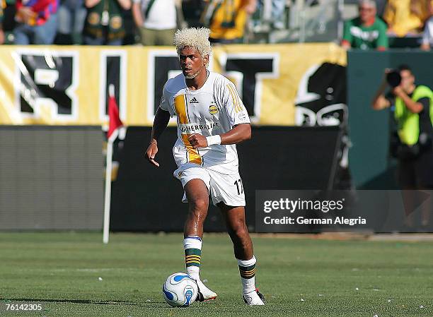 Los Angeles Galaxy's Abel Xavier in action against Real Salt Lake's defensive line during today's match at the Home Depot Center, Carson, California....