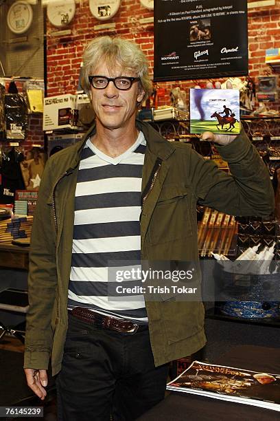 The Police drummer Stewart Copeland signs autographs at the Guitar Center to promote his new solo release "The Stewart Copeland Anthology" on August...