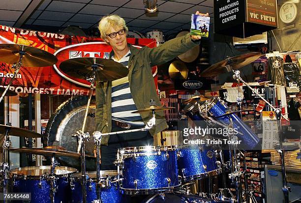 The Police drummer Stewart Copeland visits the Guitar Center to promote his new solo release "The Stewart Copeland Anthology" on August 16, 2007 in...