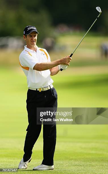 Scott Strange of Australia in action on the 9th hole during the 2nd round of the Scandinavian Masters 2007 at the Arlandastad Golf Club on August 17,...