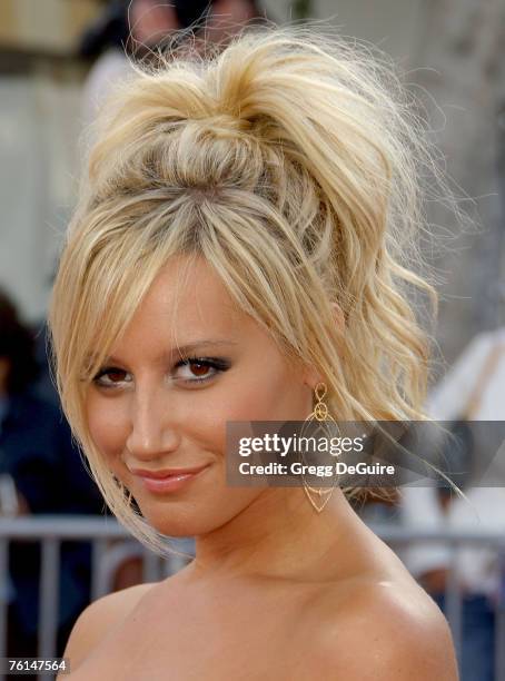 Actress Ashley Tisdale arrives at the "Hairspray" premiere at the Mann Village Theatre on July 10, 2007 in Westwood, California.