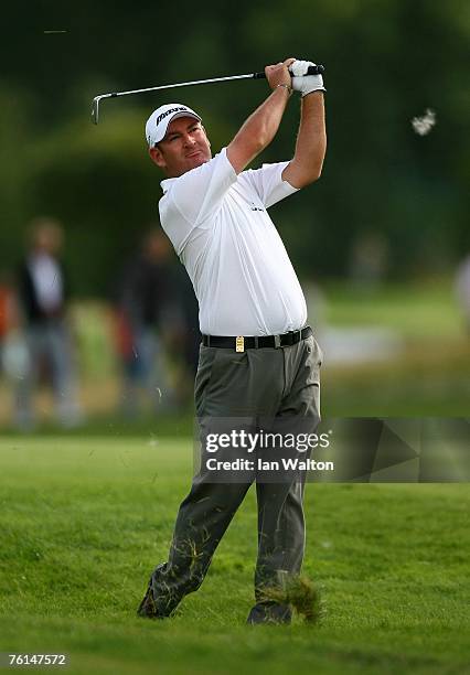 Lee S James of England in action on the 9th hole during the 2nd round of the Scandinavian Masters 2007 at the Arlandastad Golf Club on August 17,...