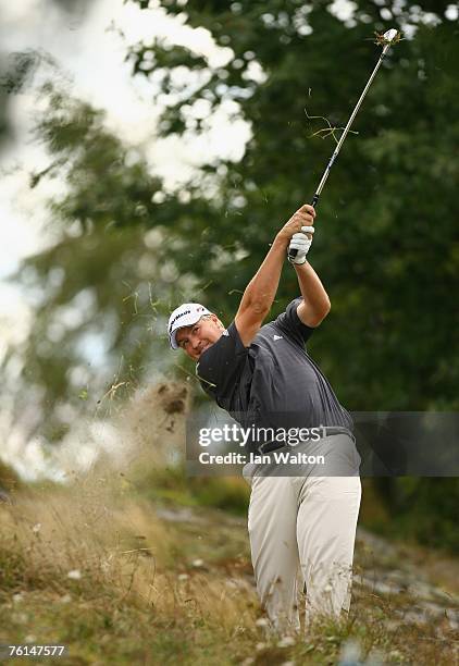 Dawie van der Walt of South Africa in action on the 11th during the 2nd round of the Scandinavian Masters 2007 at the Arlandastad Golf Club on August...