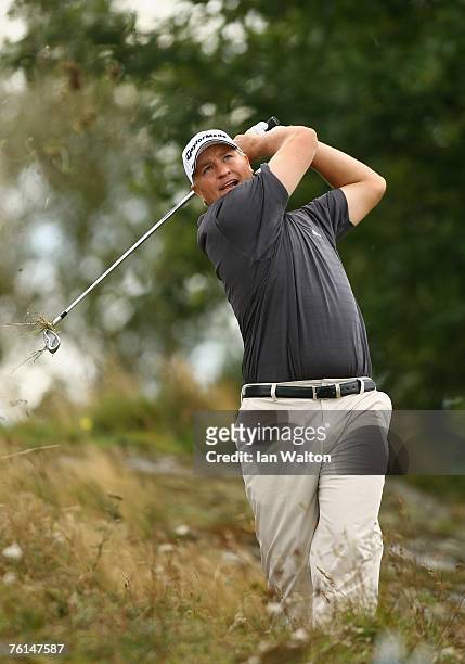 Dawie van der Walt of South Africa in action on the 11th during the 2nd round of the Scandinavian Masters 2007 at the Arlandastad Golf Club on August...