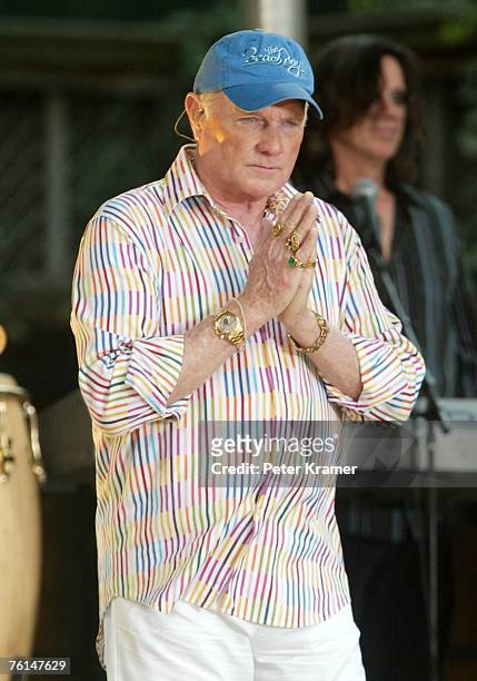 Singer Mike Love of The Beach Boys performs on Good Morning America's summer concert series in Bryant Park on August 17, 2007 in New York City.
