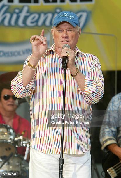 Singer Mike Love of The Beach Boys performs on Good Morning America's summer concert series in Bryant Park on August 17, 2007 in New York City.