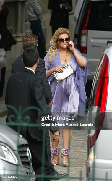 Tony Parker's mother leaves Saint Germain L'Auxerrois church after Tony Parker and Eva Longoria's wedding, on July 7 in Paris, France.