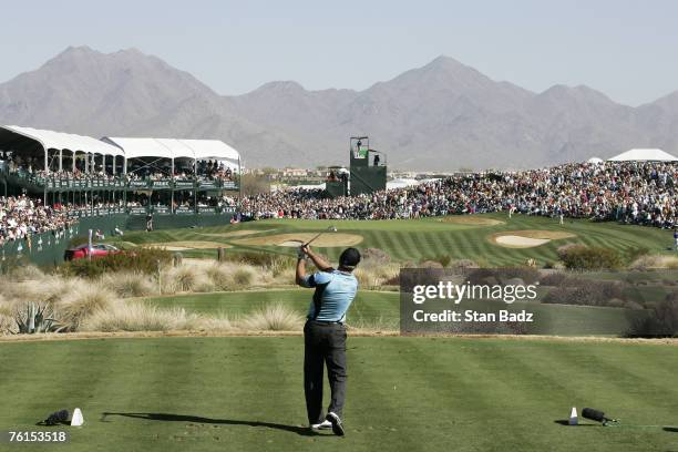 Peter Lonard at the 16th hole during the third round of the FBR Open held at TPC Scottsdale in Scottsdale, Arizona, on February 3, 2007. Photo by:...