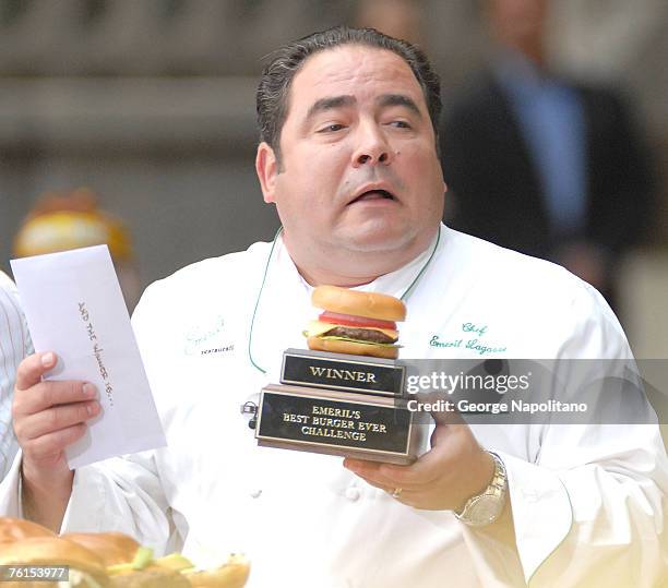 Master Chef Emeril Lagasse on the "Good Morning America" show in Bryant Park in New York City.