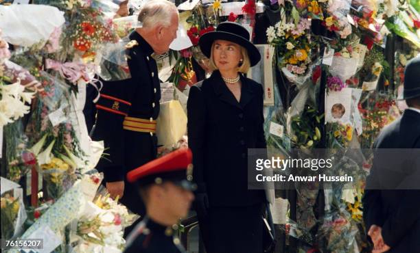 Guests attending Diana, Princess of Wales's funeral at Westminster Abbey on September 6, 1997 include Hillary Clinton.